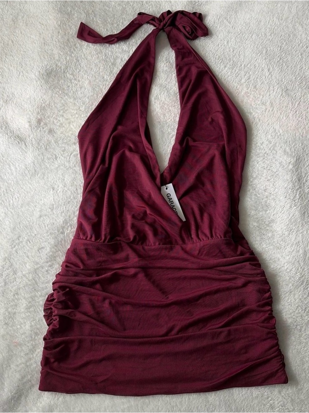 Garage Burgundy Halter Neck Style Mini Dress